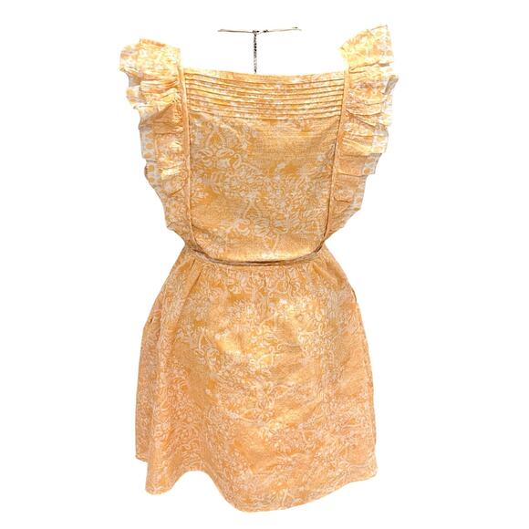 French Connection Orange Floral Square Neck Mini Dress Size 10 Ruffle Strap - Picture 3 of 16